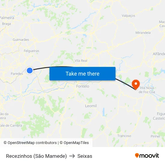 Recezinhos (São Mamede) to Seixas map