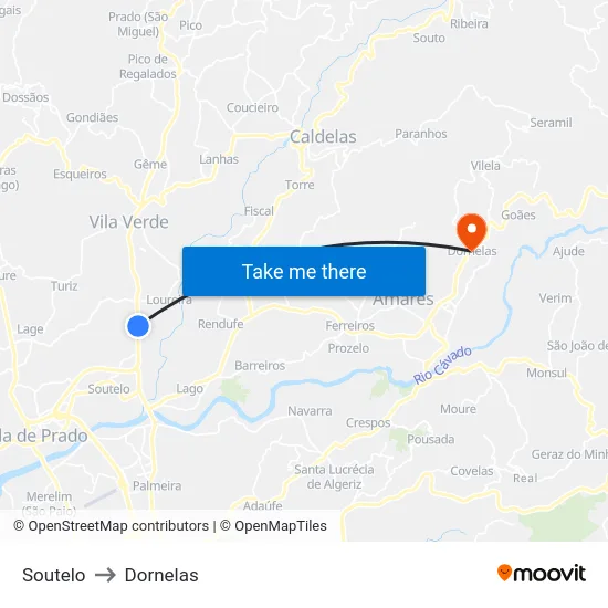 Soutelo to Dornelas map