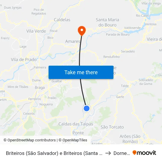 Briteiros (São Salvador) e Briteiros (Santa Leocádia) to Dornelas map