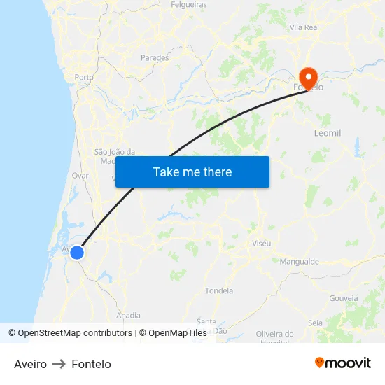 Aveiro to Fontelo map