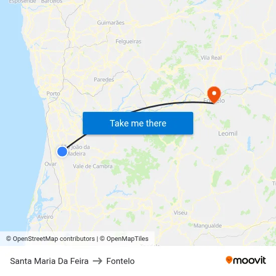 Santa Maria Da Feira to Fontelo map