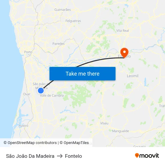 São João Da Madeira to Fontelo map