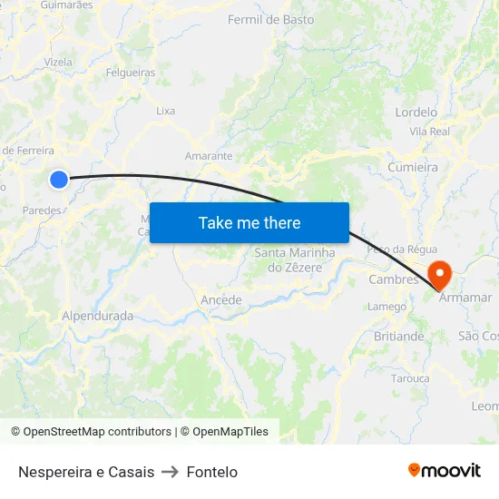 Nespereira e Casais to Fontelo map