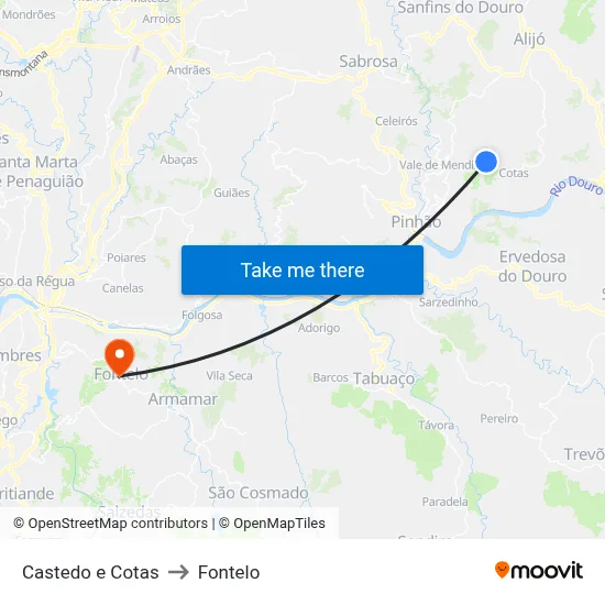 Castedo e Cotas to Fontelo map