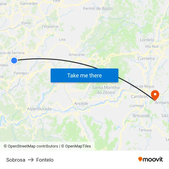 Sobrosa to Fontelo map