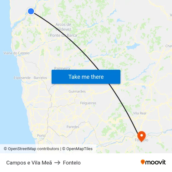 Campos e Vila Meã to Fontelo map