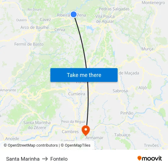 Santa Marinha to Fontelo map