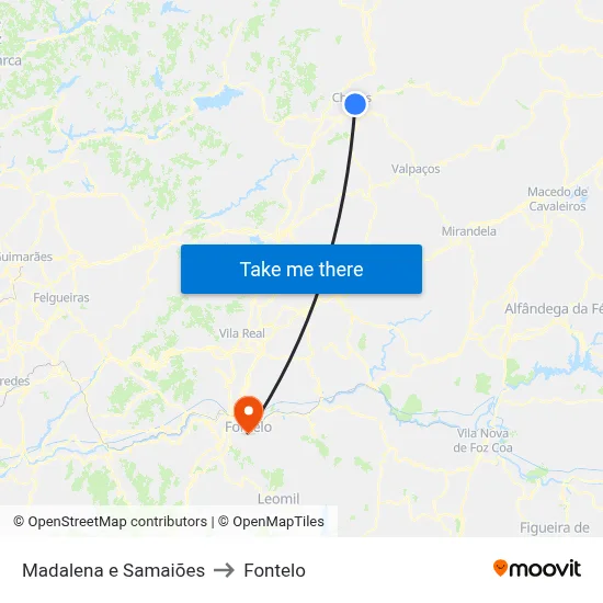 Madalena e Samaiões to Fontelo map