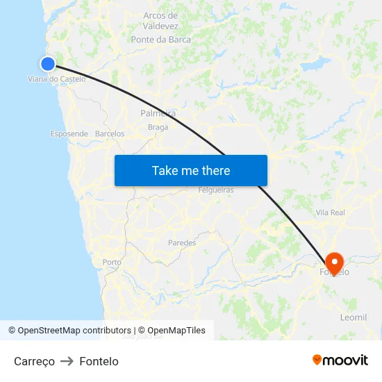 Carreço to Fontelo map