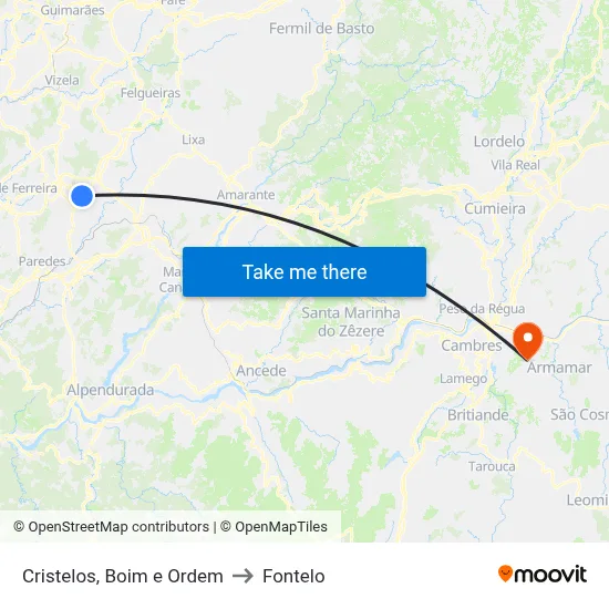 Cristelos, Boim e Ordem to Fontelo map
