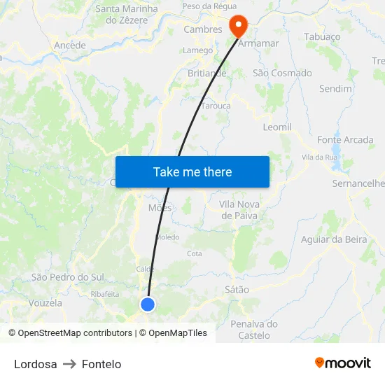 Lordosa to Fontelo map