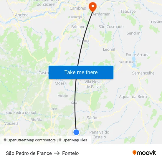 São Pedro de France to Fontelo map