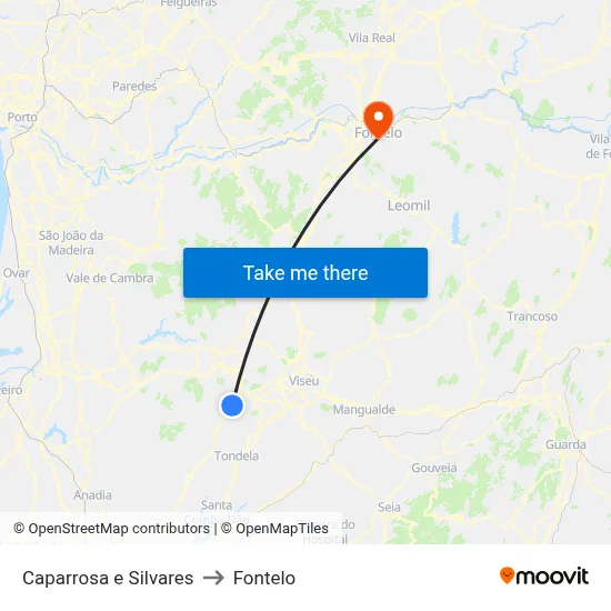 Caparrosa e Silvares to Fontelo map