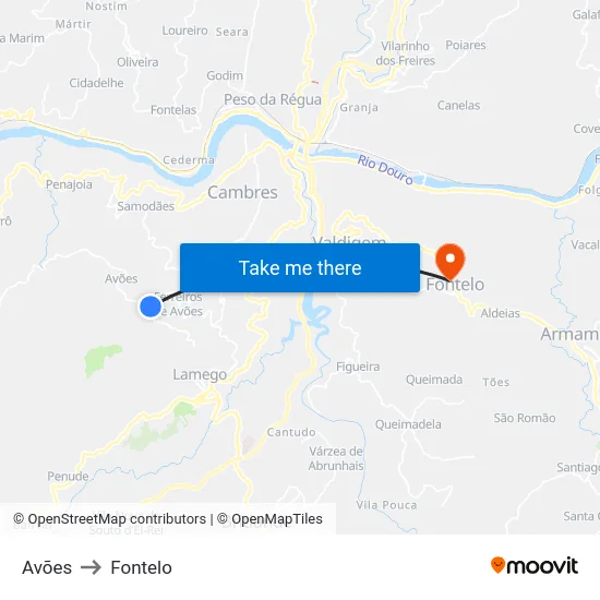 Avões to Fontelo map