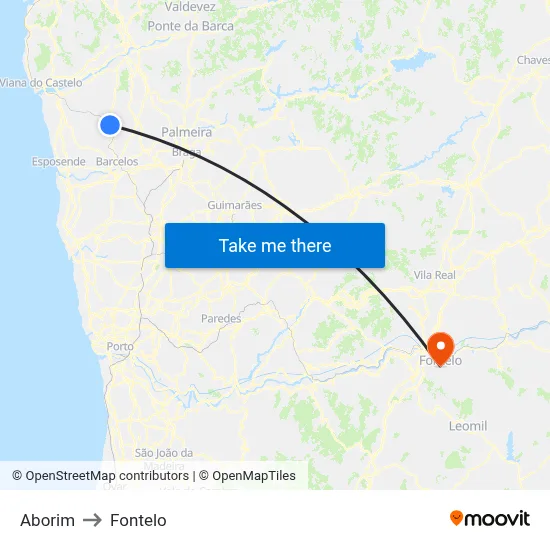 Aborim to Fontelo map