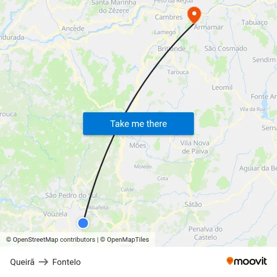 Queirã to Fontelo map