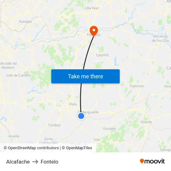Alcafache to Fontelo map