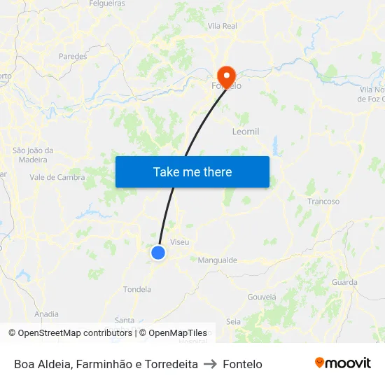 Boa Aldeia, Farminhão e Torredeita to Fontelo map