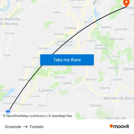 Gosende to Fontelo map