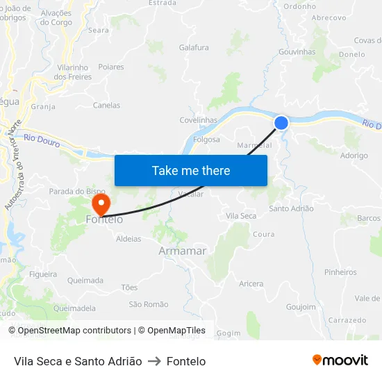 Vila Seca e Santo Adrião to Fontelo map