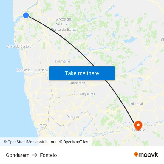 Gondarém to Fontelo map