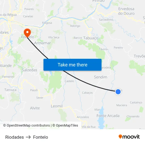 Riodades to Fontelo map