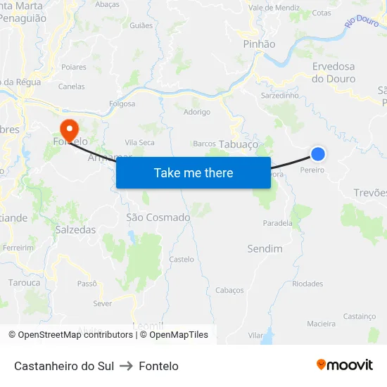 Castanheiro do Sul to Fontelo map