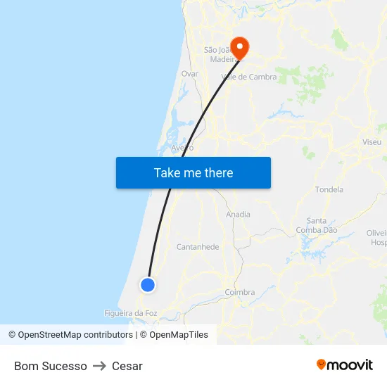 Bom Sucesso to Cesar map