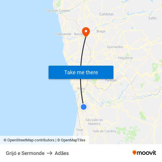 Grijó e Sermonde to Adães map