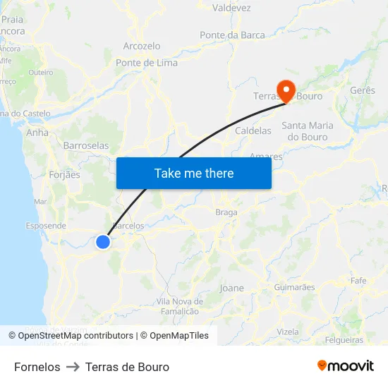 Fornelos to Terras de Bouro map