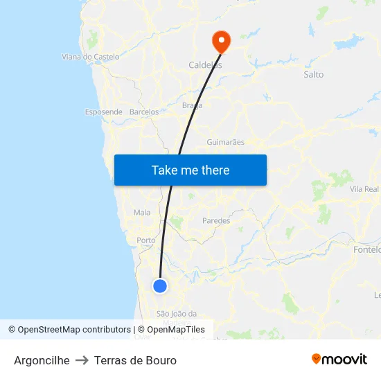 Argoncilhe to Terras de Bouro map
