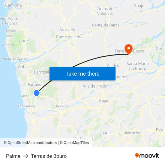 Palme to Terras de Bouro map