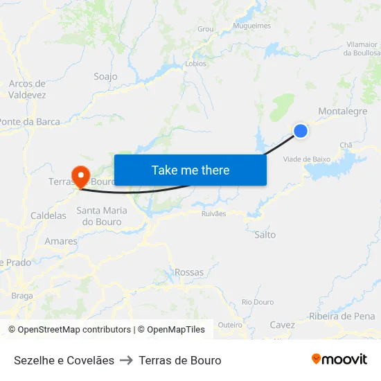 Sezelhe e Covelães to Terras de Bouro map