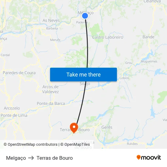 Melgaço to Terras de Bouro map