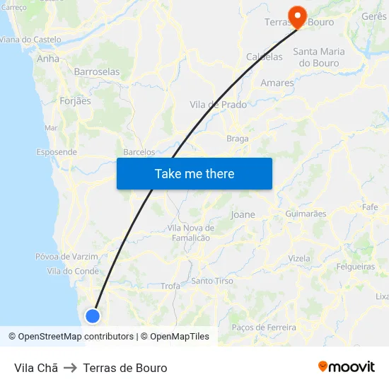 Vila Chã to Terras de Bouro map