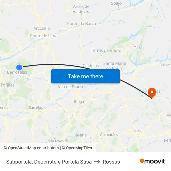 Subportela, Deocriste e Portela Susã to Rossas map