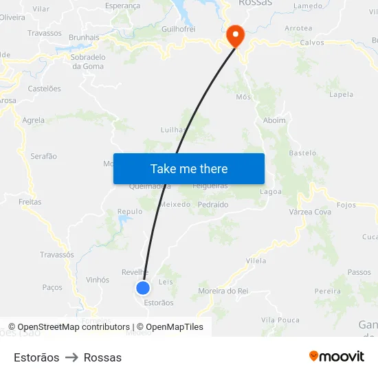 Estorãos to Rossas map