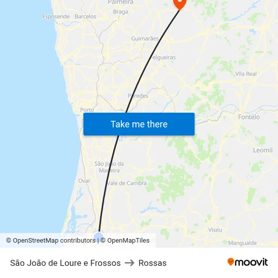 São João de Loure e Frossos to Rossas map
