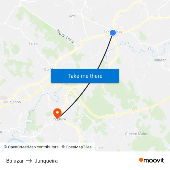 Balazar to Junqueira map
