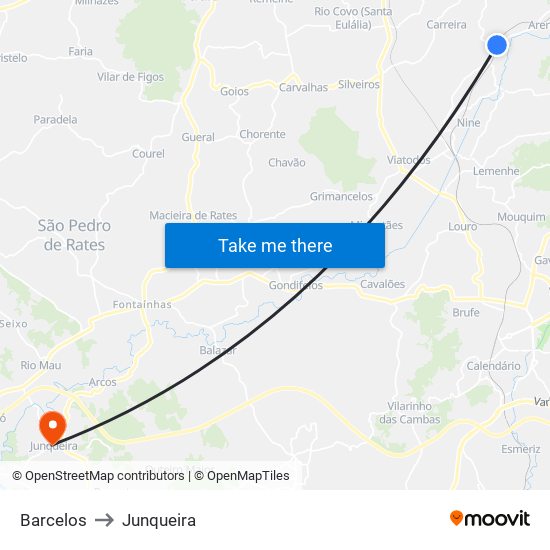 Barcelos to Junqueira map