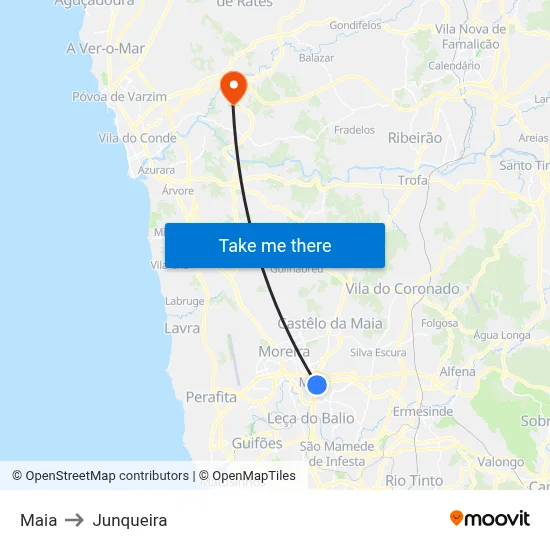 Maia to Junqueira map