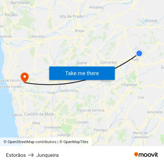 Estorãos to Junqueira map