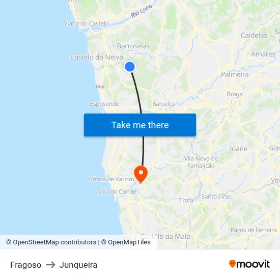 Fragoso to Junqueira map