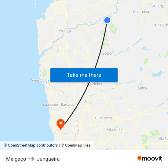 Melgaço to Junqueira map
