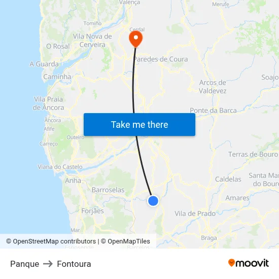 Panque to Fontoura map