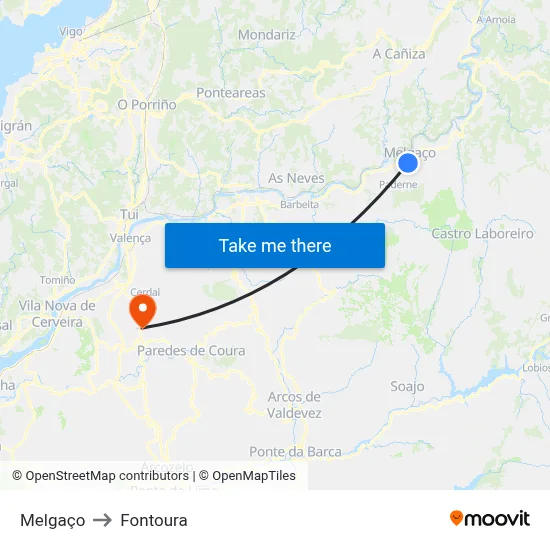 Melgaço to Fontoura map