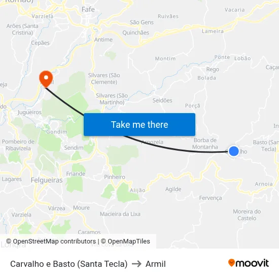 Carvalho e Basto (Santa Tecla) to Armil map
