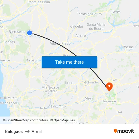 Balugães to Armil map