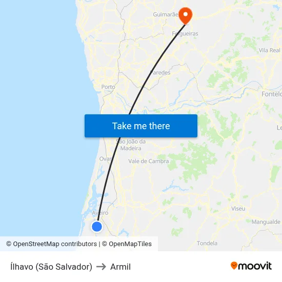 Ílhavo (São Salvador) to Armil map