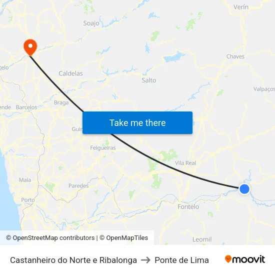 Castanheiro do Norte e Ribalonga to Ponte de Lima map